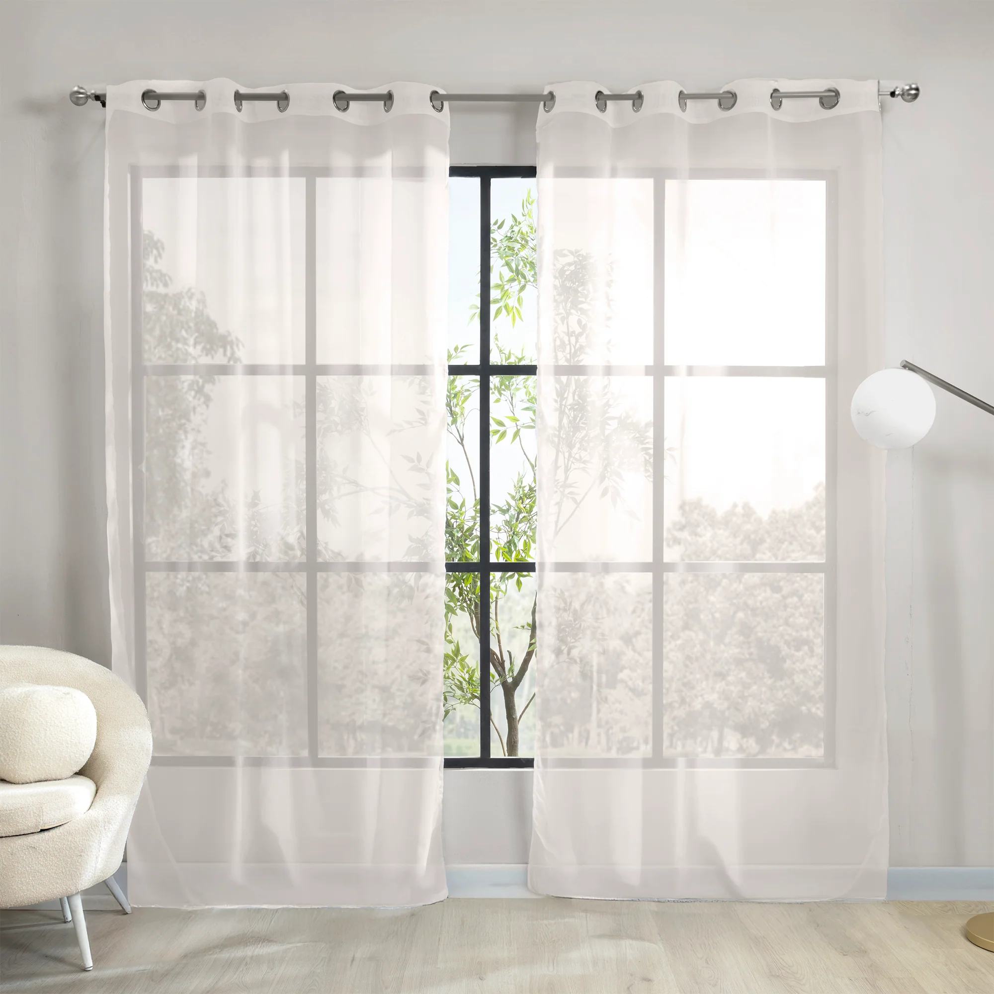 Cortinas Translúcidas Argolla Tergal Beige