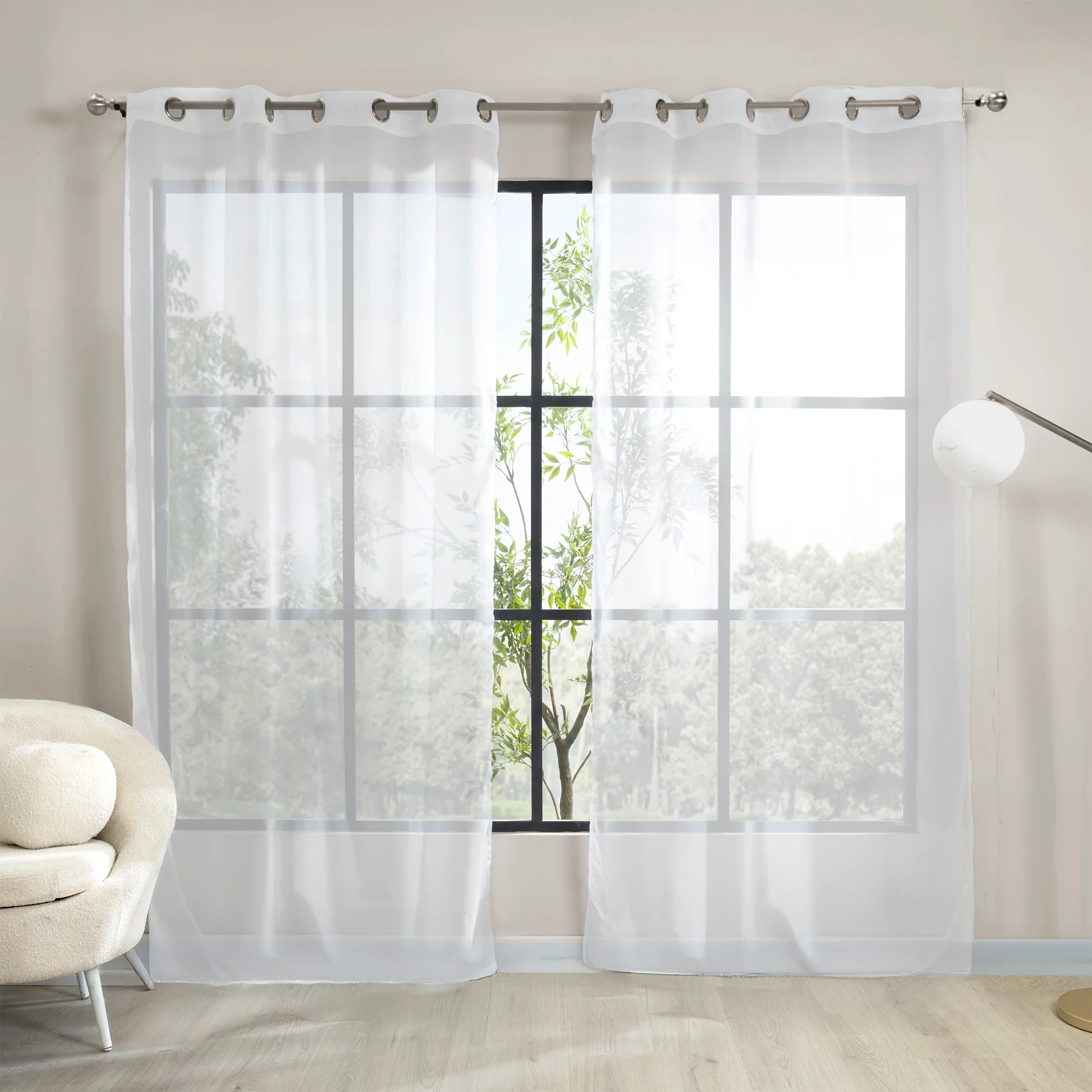 Cortinas Translúcidas Argolla Tergal Blanco